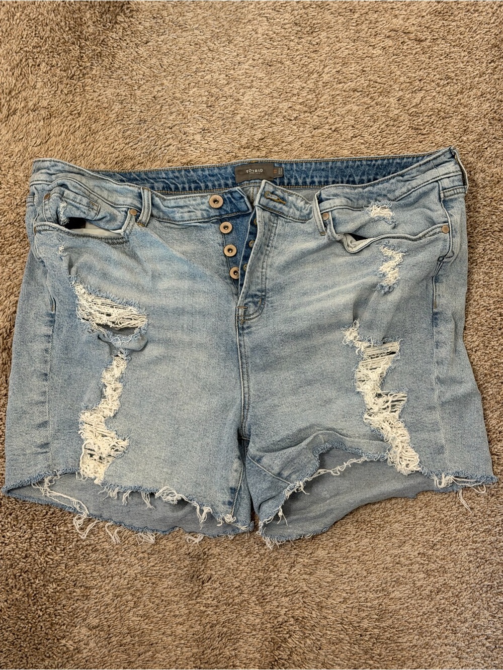 Torrid Light Wash Distressed Denim Shorts